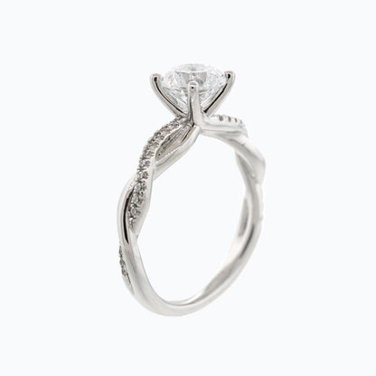 1.0 CT Round Shaped Moissanite Solitaire Twisted Engagement Ring