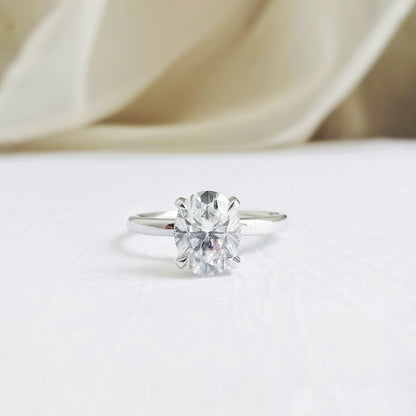 1.50 CT Oval Shaped Moissanite Hidden Halo Engagement Ring