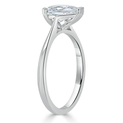 0.75 CT Pear Cut Solitaire Moissanite Engagement Ring