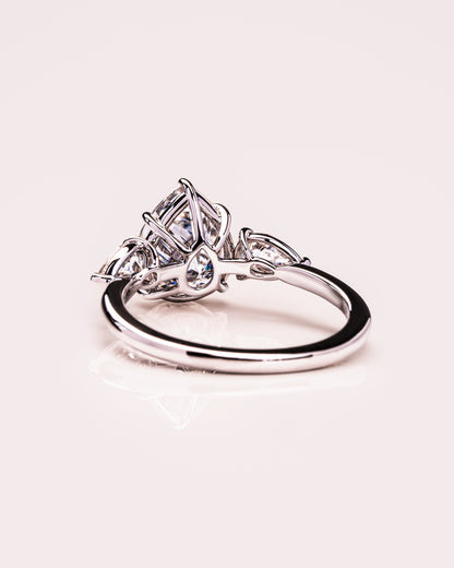 3.09 CT Pear Cut Three Stone Moissanite Engagement Ring