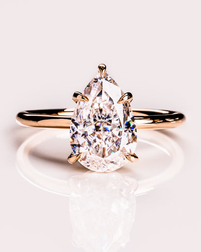 3.09 CT Pear Cut Moissanite Solitaire Engagement Ring