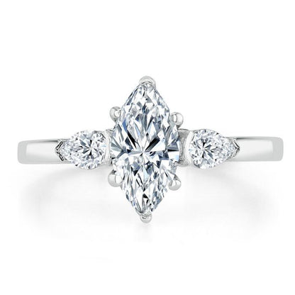 0.75 CT Marquise Cut Three Stone Moissanite Engagement Ring