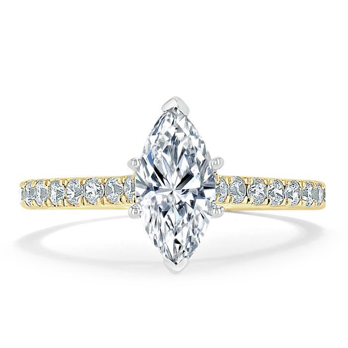 1.0 CT Marquise Cut Solitaire Pave Moissanite Engagement Ring