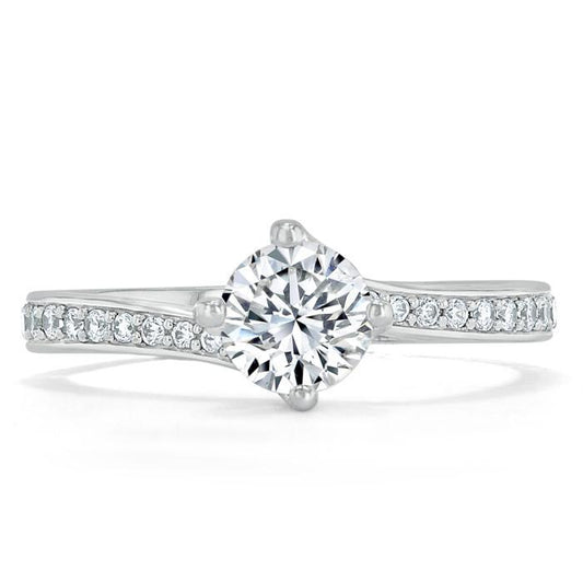 0.75 CT Round Cut Solitaire Bypass Pave Moissanite Engagement Ring