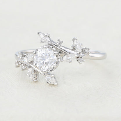 0.41 CT Round Shaped Moissanite Art Deco Engagement Ring