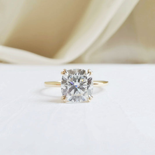 1.50 CT Cushion Shaped Moissanite Solitaire Engagement Ring