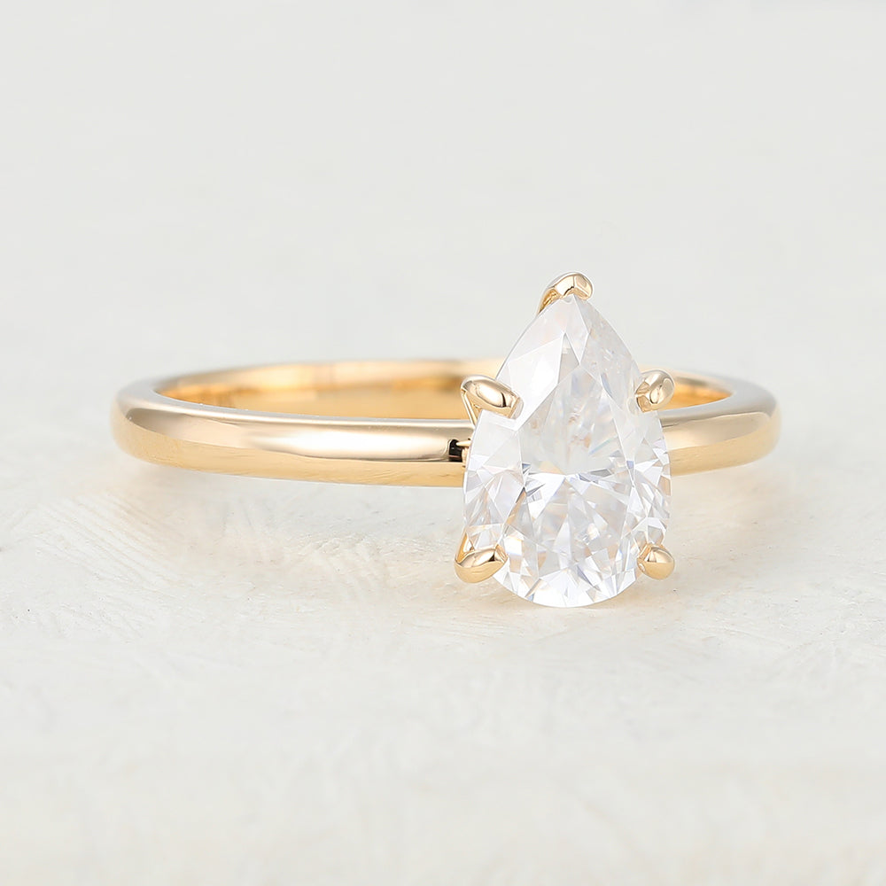 1.5 CT Pear Shaped Moissanite Solitaire Engagement Ring