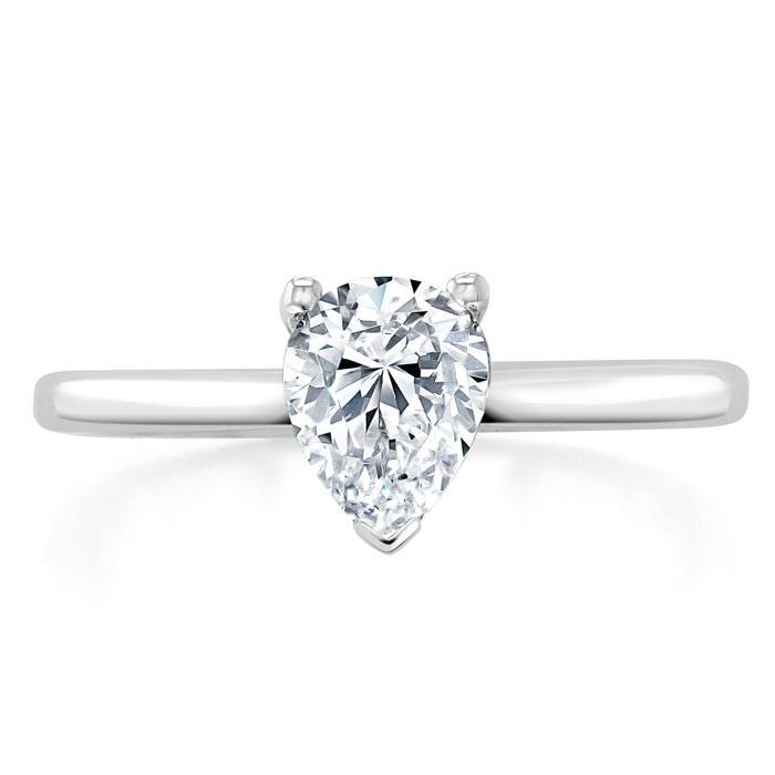 0.75 CT Pear Cut Solitaire Moissanite Engagement Ring