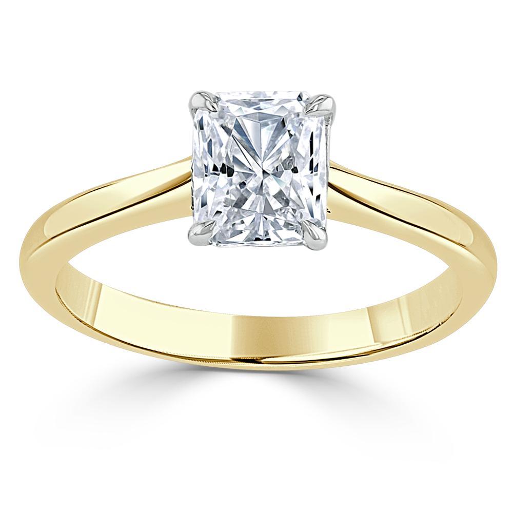 1.0 CT Radiant Cut Solitaire Moissanite Engagement Ring