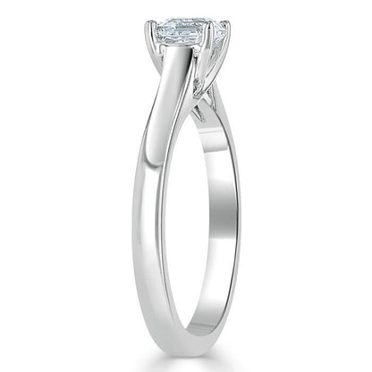 1.0 CT Asscher Cut Solitaire Moissanite Engagement Ring