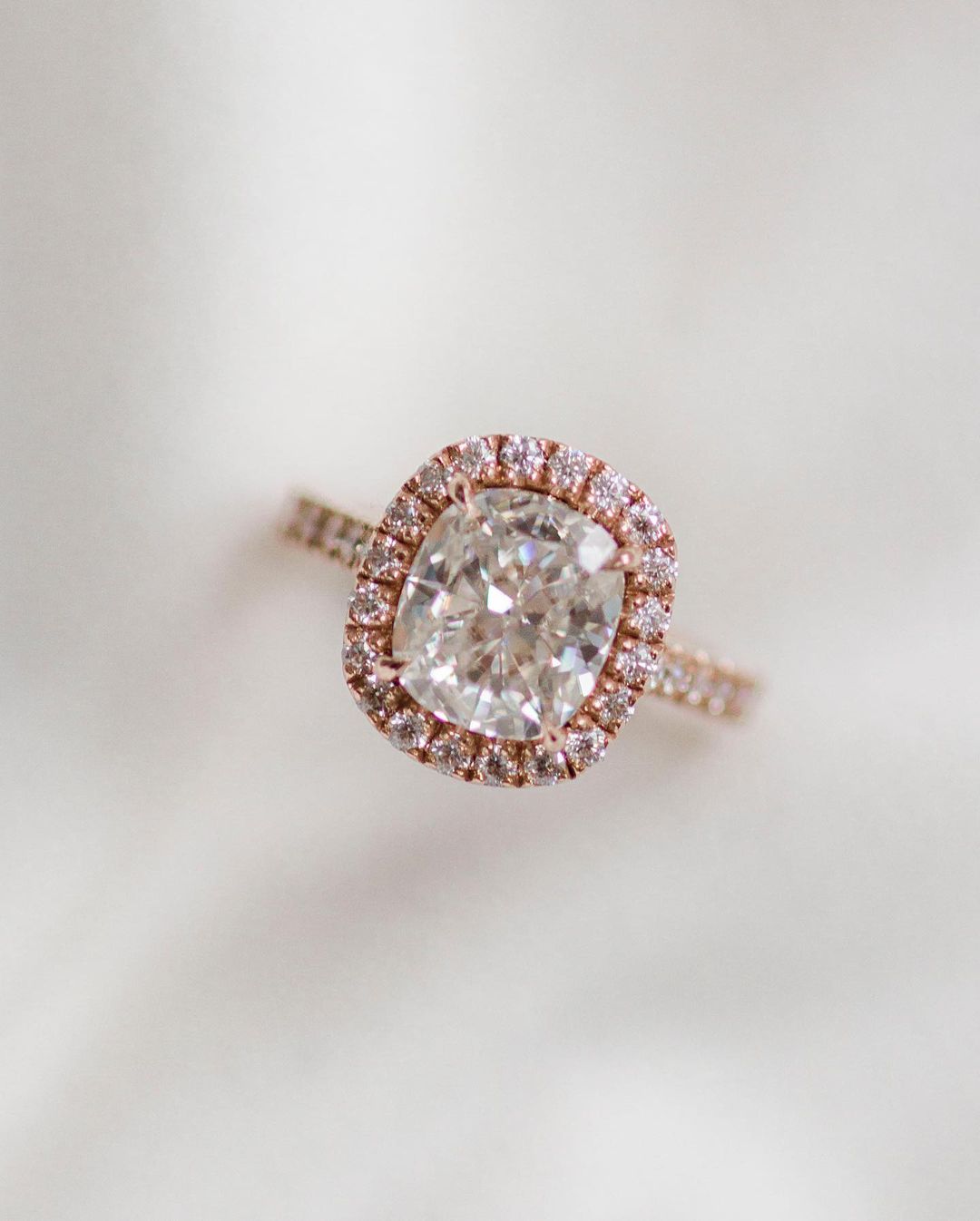 2.30 CT Cushion Halo Moissanite Engagement Ring