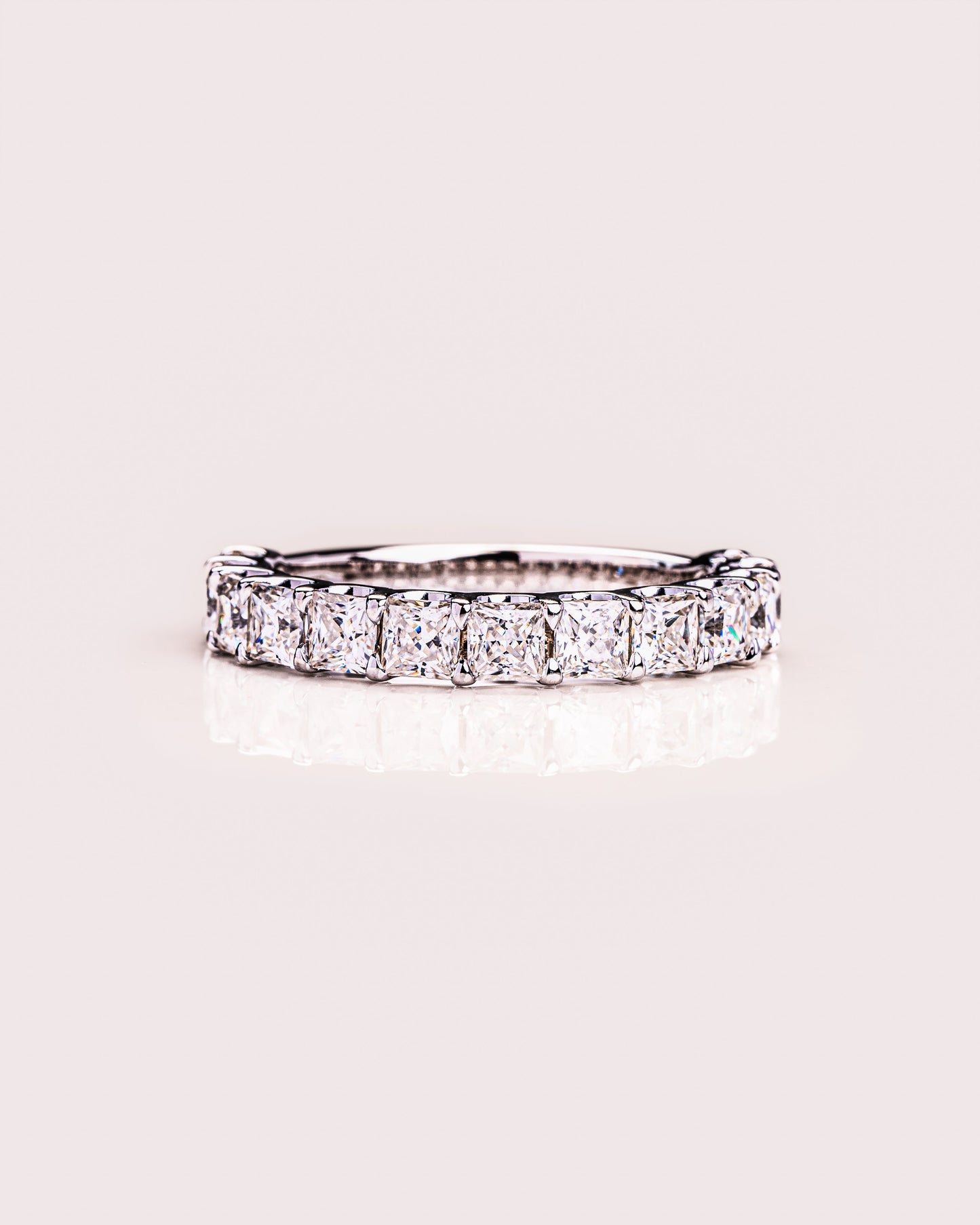 2.8 CT Princess Shaped Half Eternity Moissanite Wedding Band