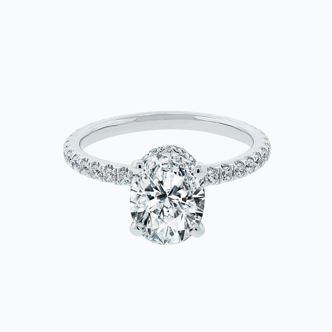 2.50 CT Oval Shaped Moissanite Hidden Halo Engagement Ring