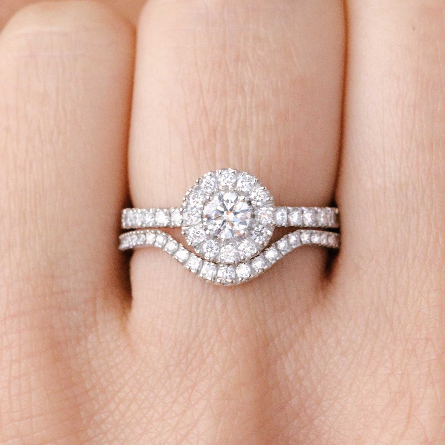 0.25 CT Round Shaped Moissanite Halo Engagement Ring