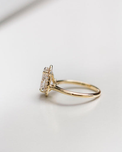 2.35 CT Pear Halo Moissanite Engagement Ring