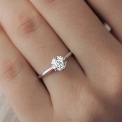 1.0 CT Round Shaped Moissanite Solitaire Engagement Ring