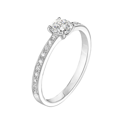 0.30 CT Round Shaped Moissanite Pave Setting Engagement Ring