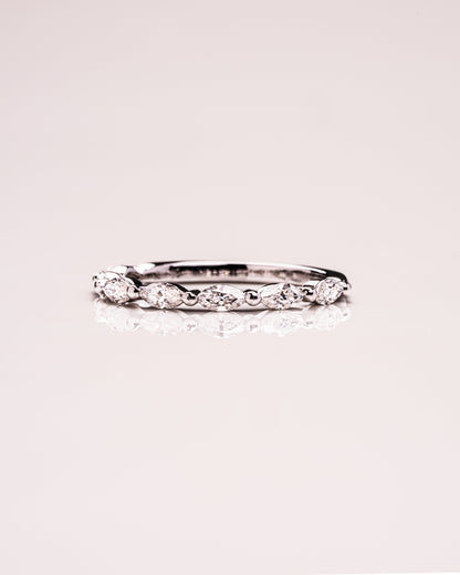 0.7 CT Marquise Shaped Moissanite Thin Wedding Band