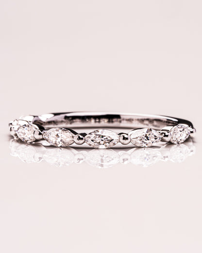 0.7 CT Marquise Shaped Moissanite Thin Wedding Band