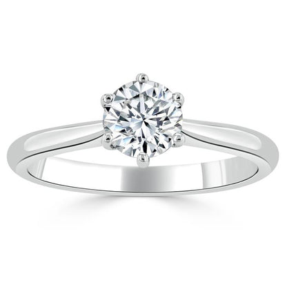 0.75 CT Round Cut Solitaire Moissanite Engagement Ring