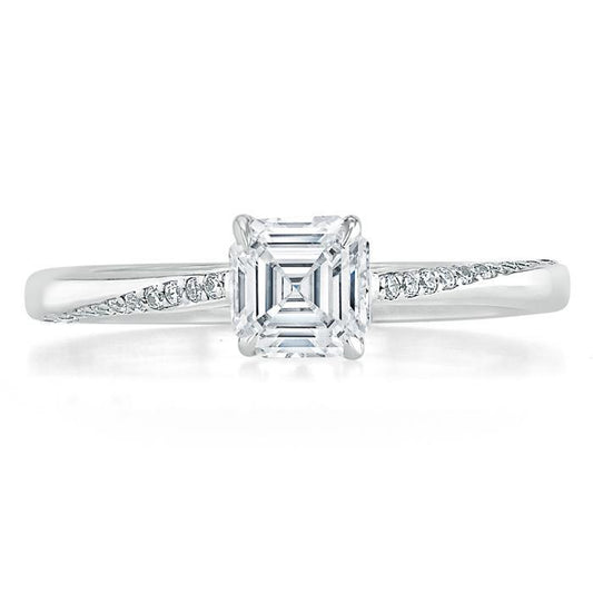 0.75 CT Asscher Cut Solitaire Moissanite Engagement Ring