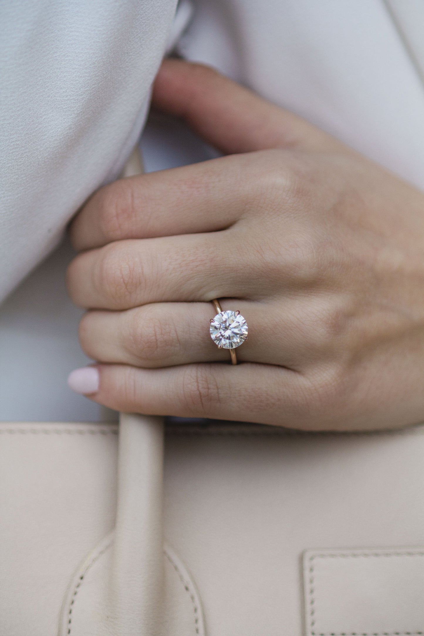 3.0 CT Round Solitaire Moissanite Engagement Ring