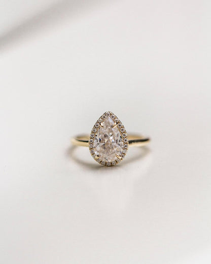 2.35 CT Pear Halo Moissanite Engagement Ring