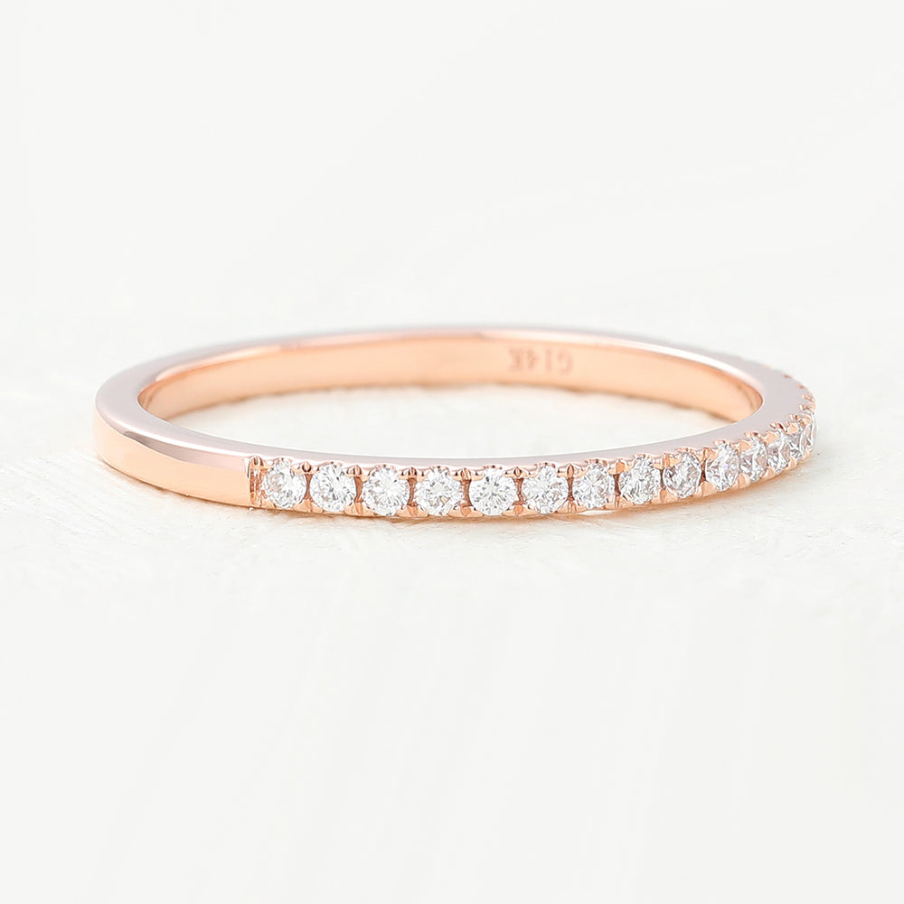 0.14 CT Round Shaped Moissanite Half Eternity Wedding Band