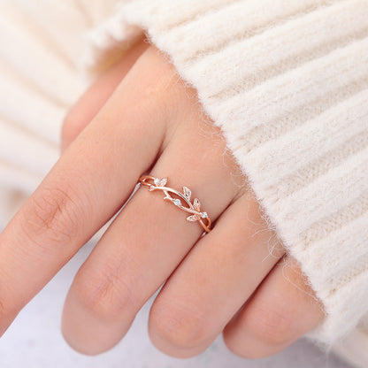 0.042 CT Round Shaped Moissanite Twig Style Wedding Band