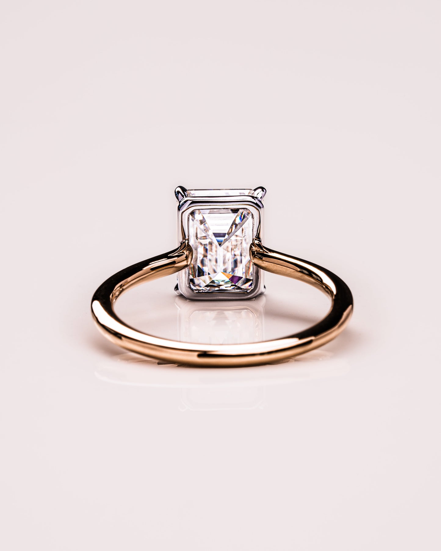 2.3 CT Emerald Cut Solitaire Moissanite Engagement Ring