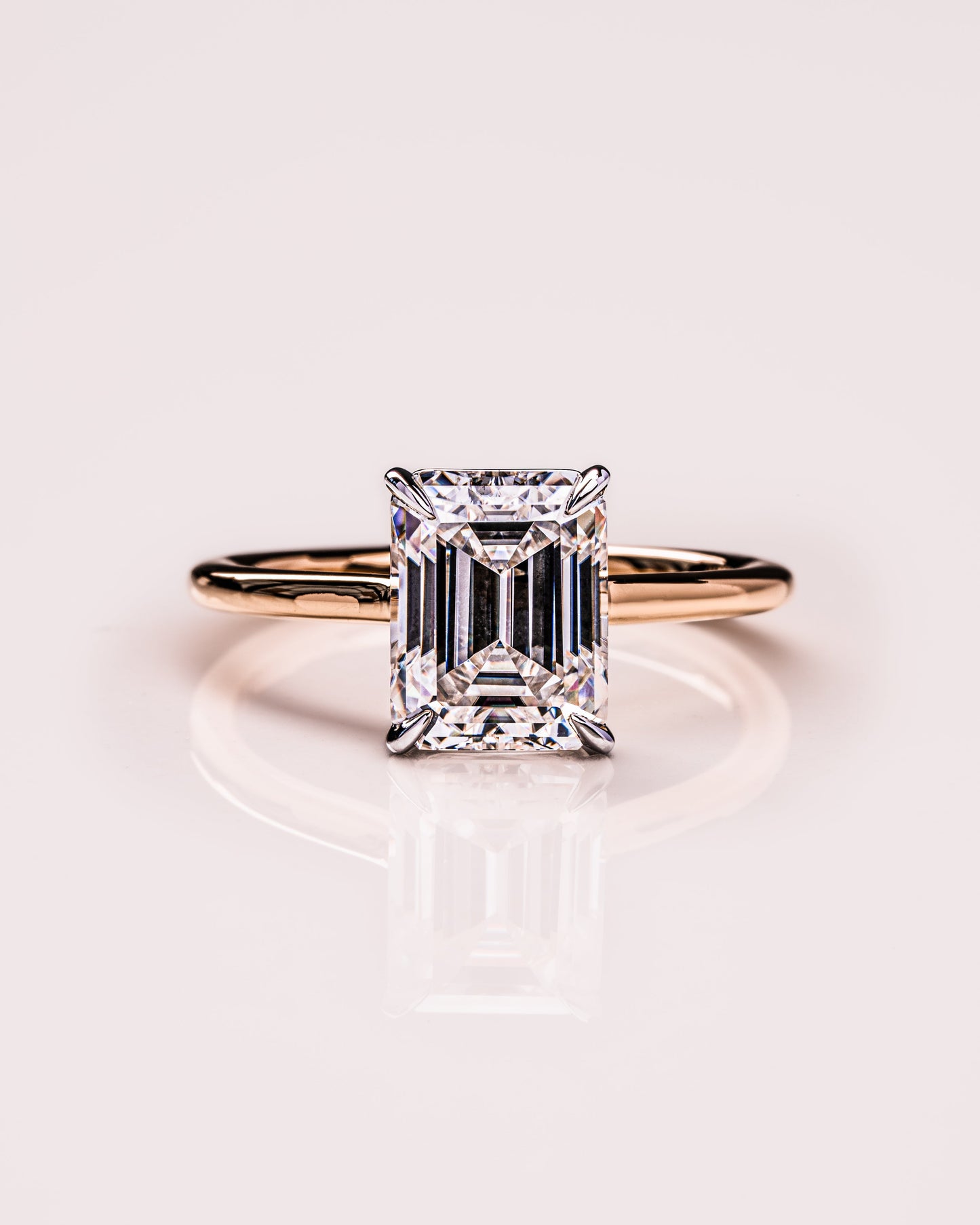 2.3 CT Emerald Cut Solitaire Moissanite Engagement Ring