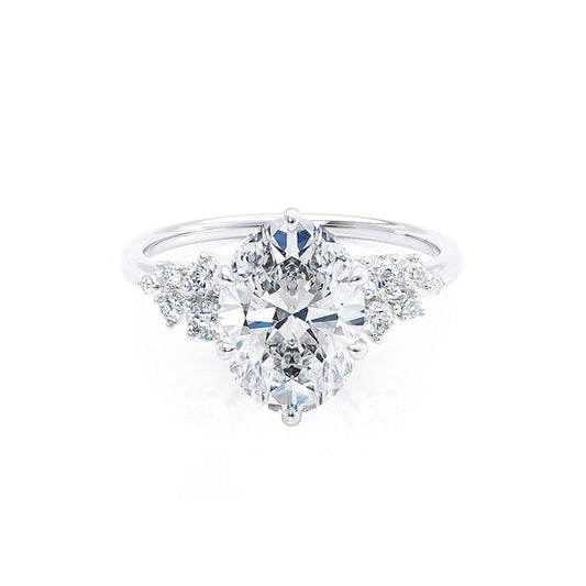 2.52 CT Oval Shaped Moissanite Cluster Style Engagement Ring