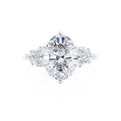 2.52 CT Oval Shaped Moissanite Cluster Style Engagement Ring