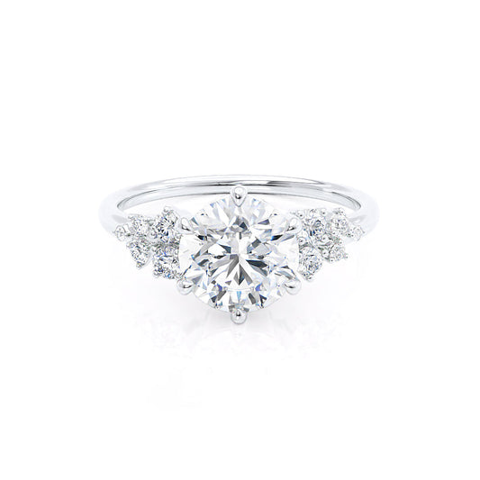 1.0 CT Round Shaped Moissanite Cluster Style Engagement Ring