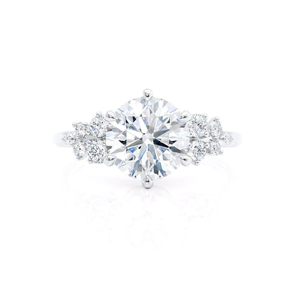 1.0 CT Round Shaped Moissanite Cluster Style Engagement Ring