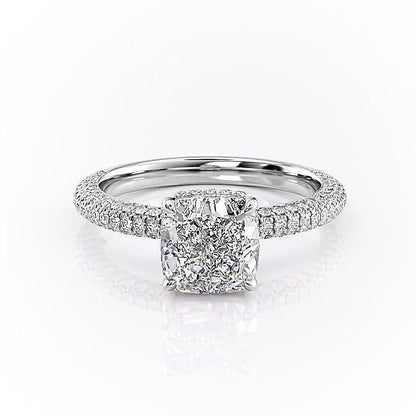 2.54 CT Cushion Cut Pave Moissanite Engagement Ring