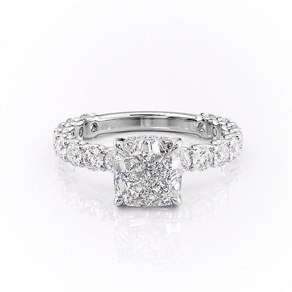 2.15 CT Cushion Cut Pave Moissanite Engagement Ring