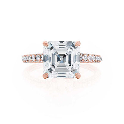 1.30 CT Asscher Shaped Moissanite Hidden Halo Style Engagement Ring