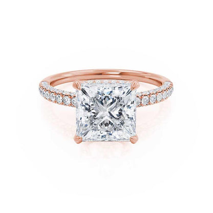 1.20 CT Princess Shaped Moissanite Hidden Halo Style Engagement Ring