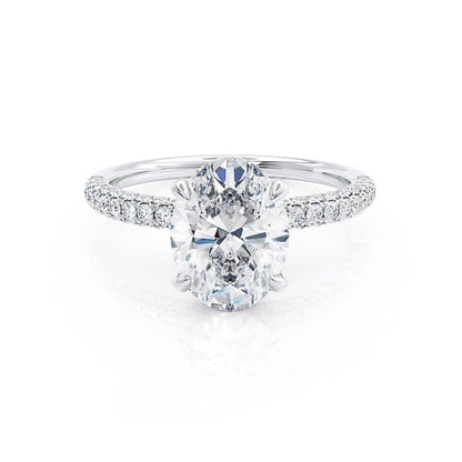 1.50 CT Oval Shaped Moissanite Hidden Halo Style Engagement Ring