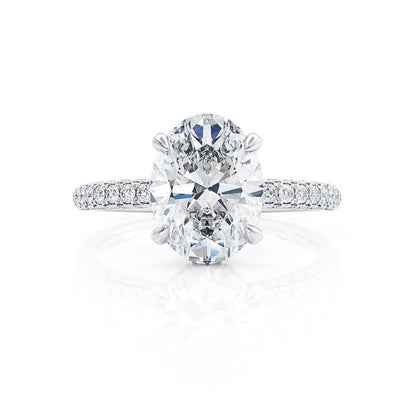 1.50 CT Oval Shaped Moissanite Hidden Halo Style Engagement Ring