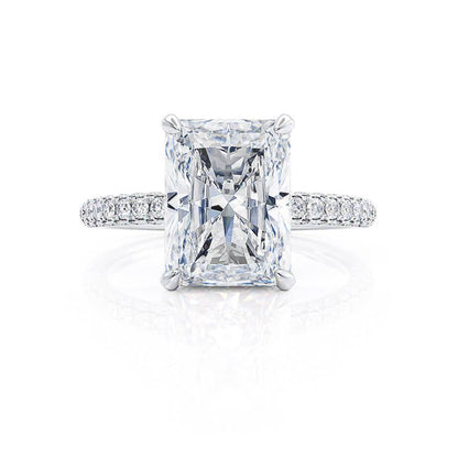 2.70 CT Radiant Shaped Moissanite Hidden Halo Style Engagement Ring