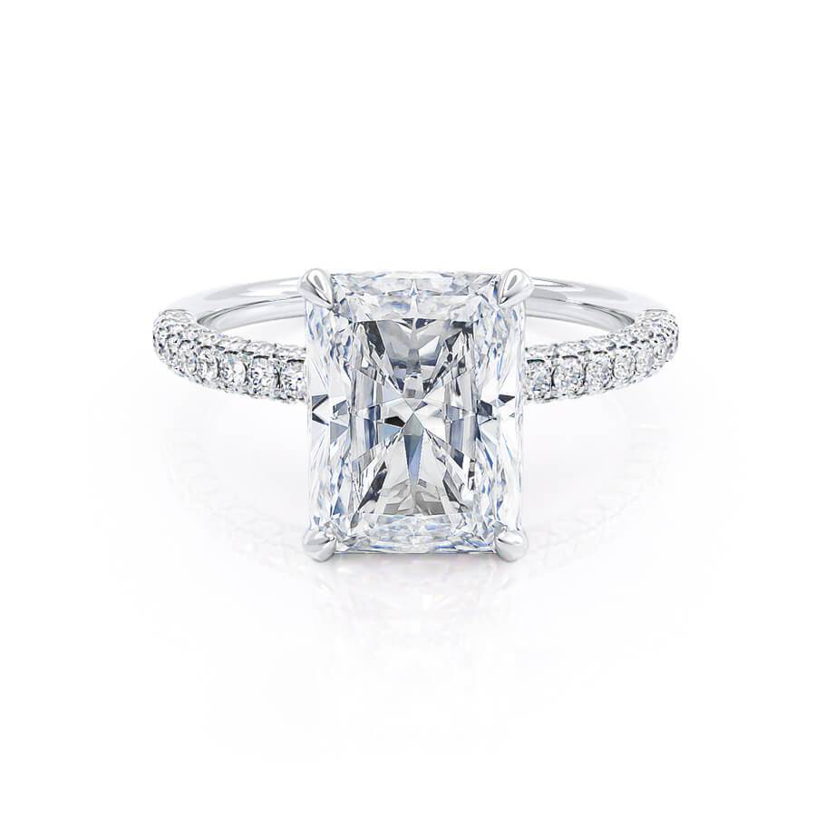 2.70 CT Radiant Shaped Moissanite Hidden Halo Style Engagement Ring