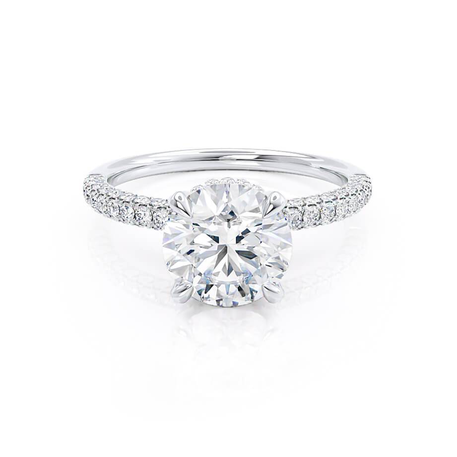 1.0 CT Round Shaped Moissanite Hidden Halo Style Engagement Ring