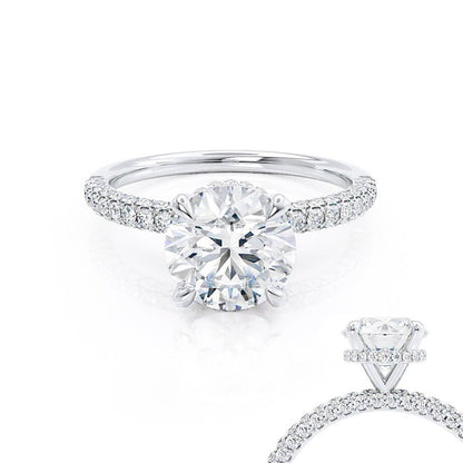 1.0 CT Round Shaped Moissanite Hidden Halo Style Engagement Ring