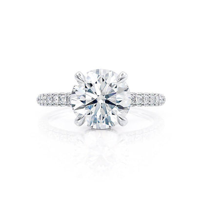 1.0 CT Round Shaped Moissanite Hidden Halo Style Engagement Ring