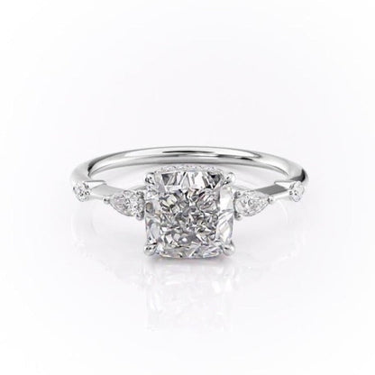 2.15 CT Cushion Cut Three Stones Moissanite Engagement Ring