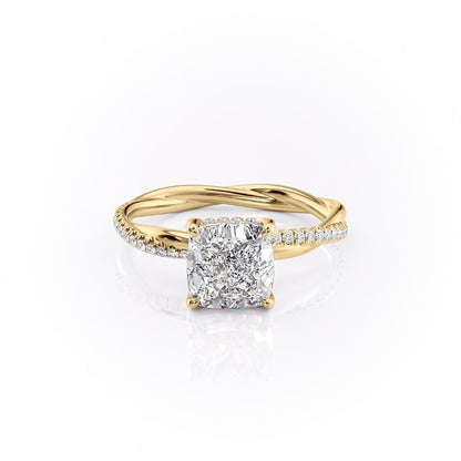 2.15 CT Cushion Cut Twisted Pave Band Moissanite Engagement Ring