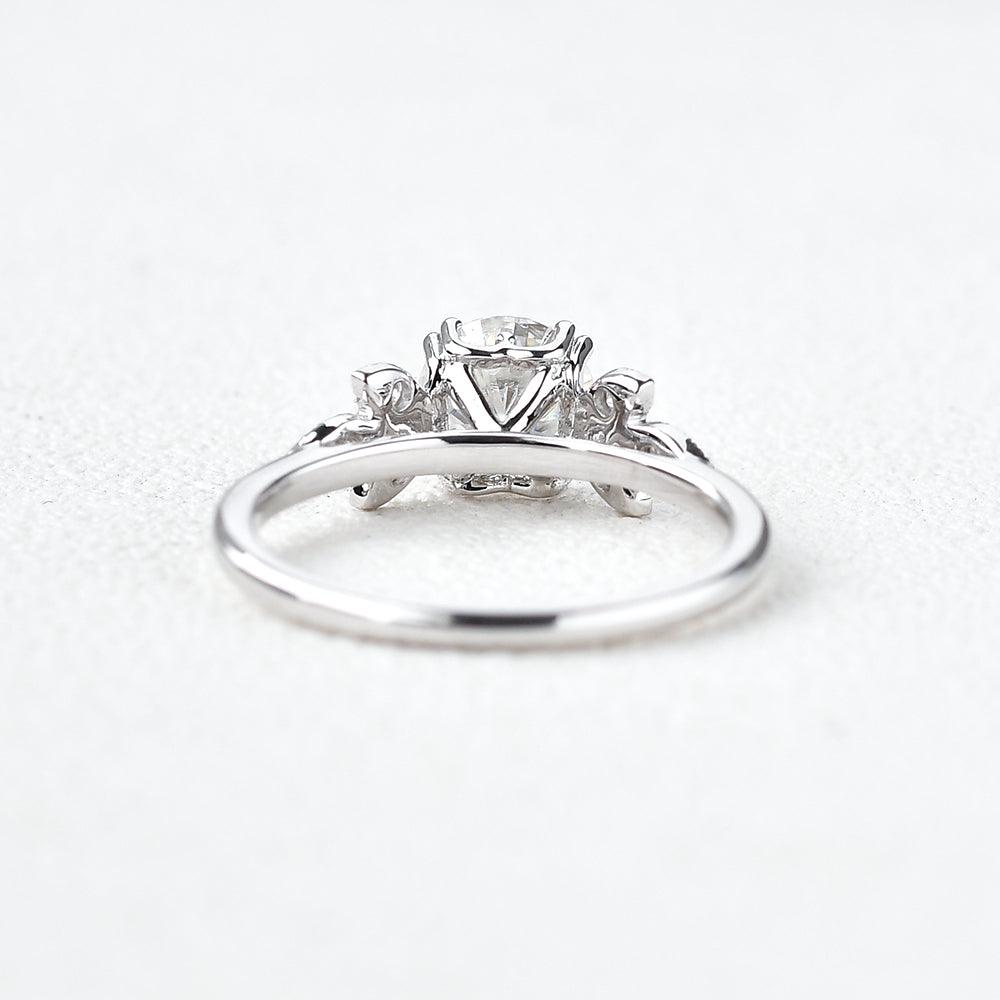 1.0 CT Round Cut Art Deco Moissanite Engagement Ring