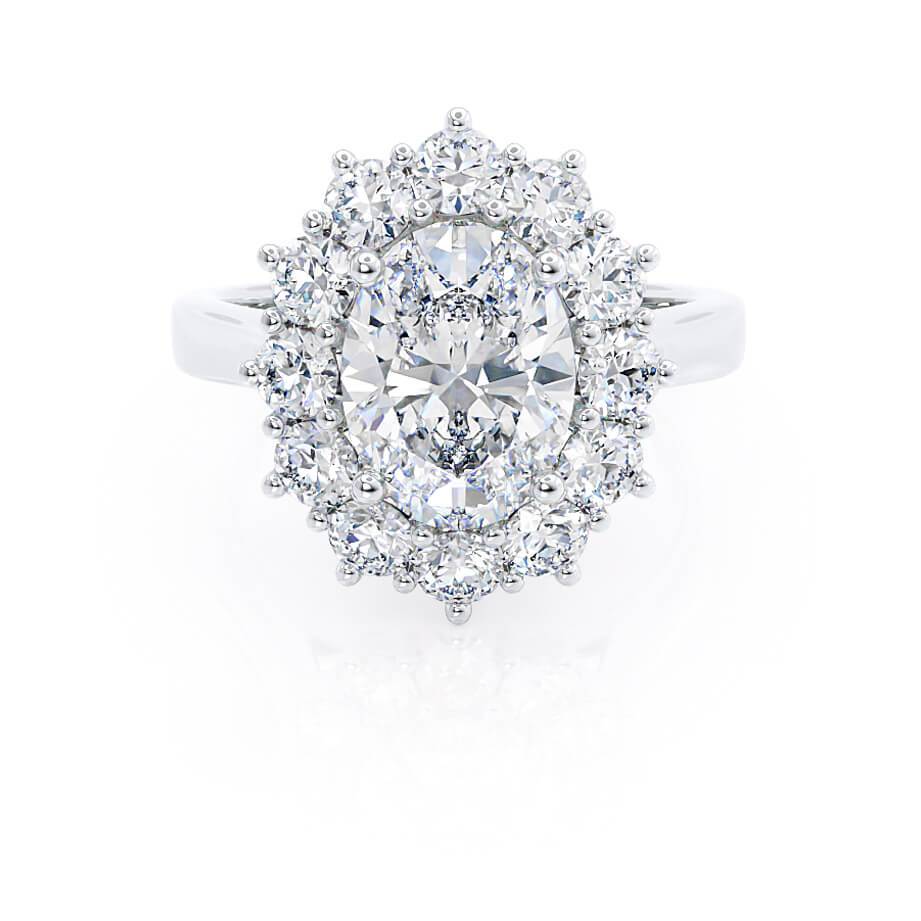 2.10 CT Oval Shaped Moissanite Halo Style Engagement Ring